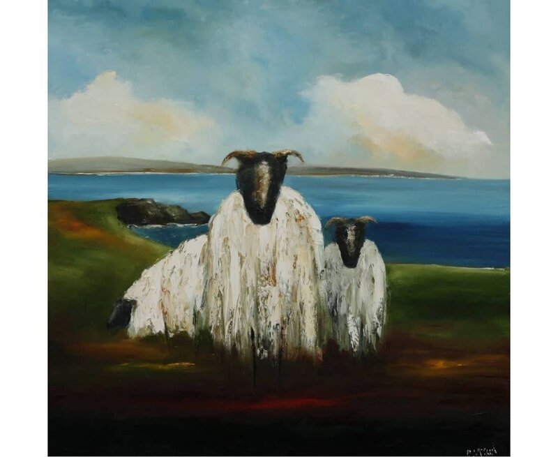 Padraig McCaul Wild Atlantic Sheep - 12"x12" Mounted Print