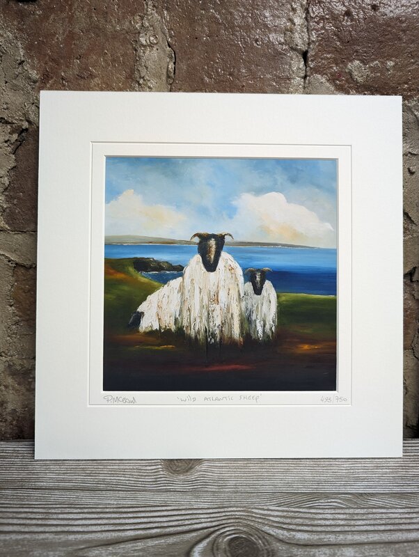 Padraig McCaul Wild Atlantic Sheep - 12"x12" Mounted Print