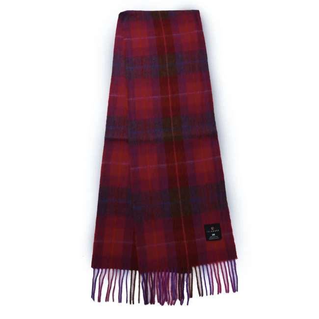 Islander Lambswool Scarf: Fuscia Tartan Wide