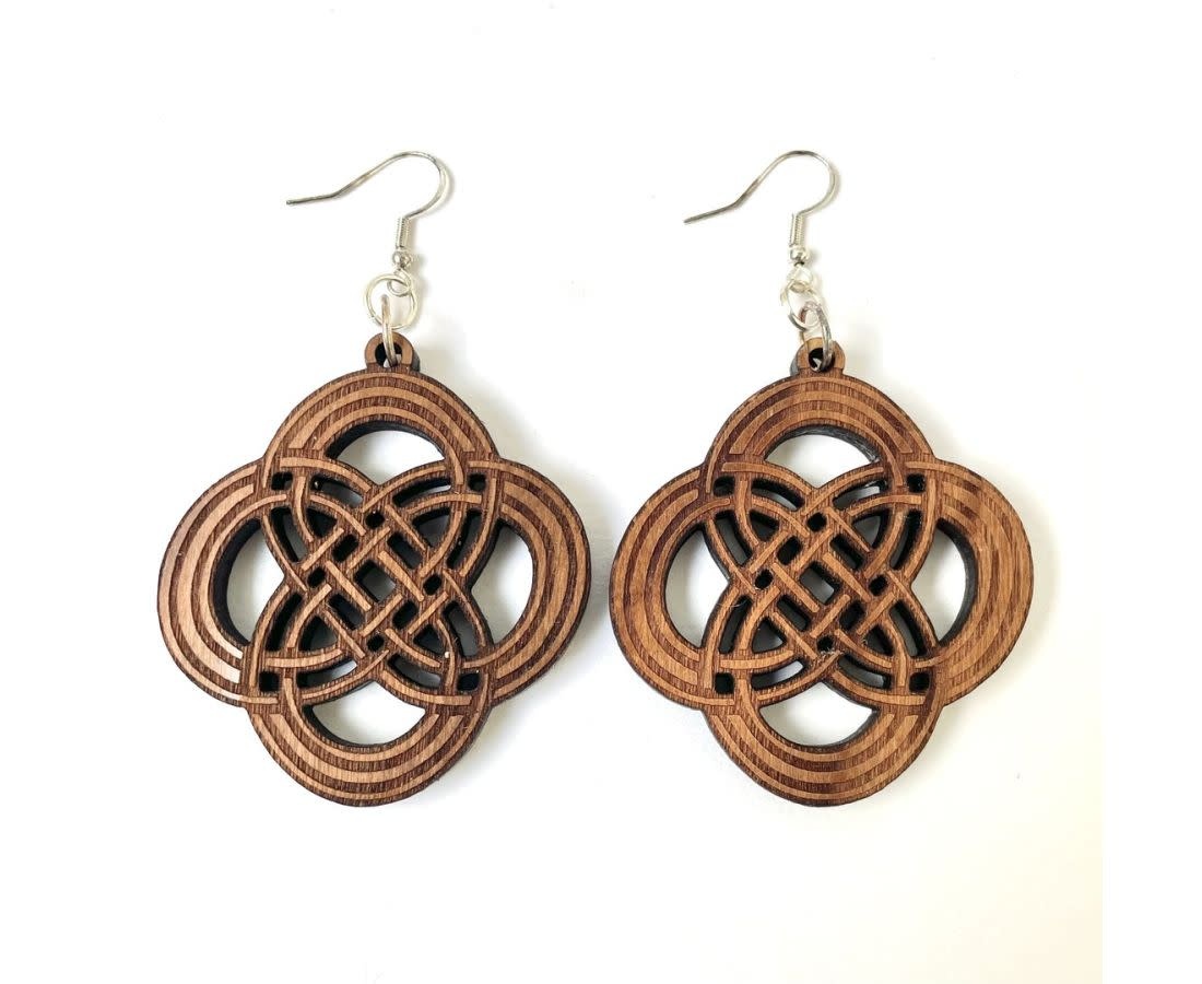 Mothú Jewellery S/S Cherry Wood Knotwork Dangle Earrings
