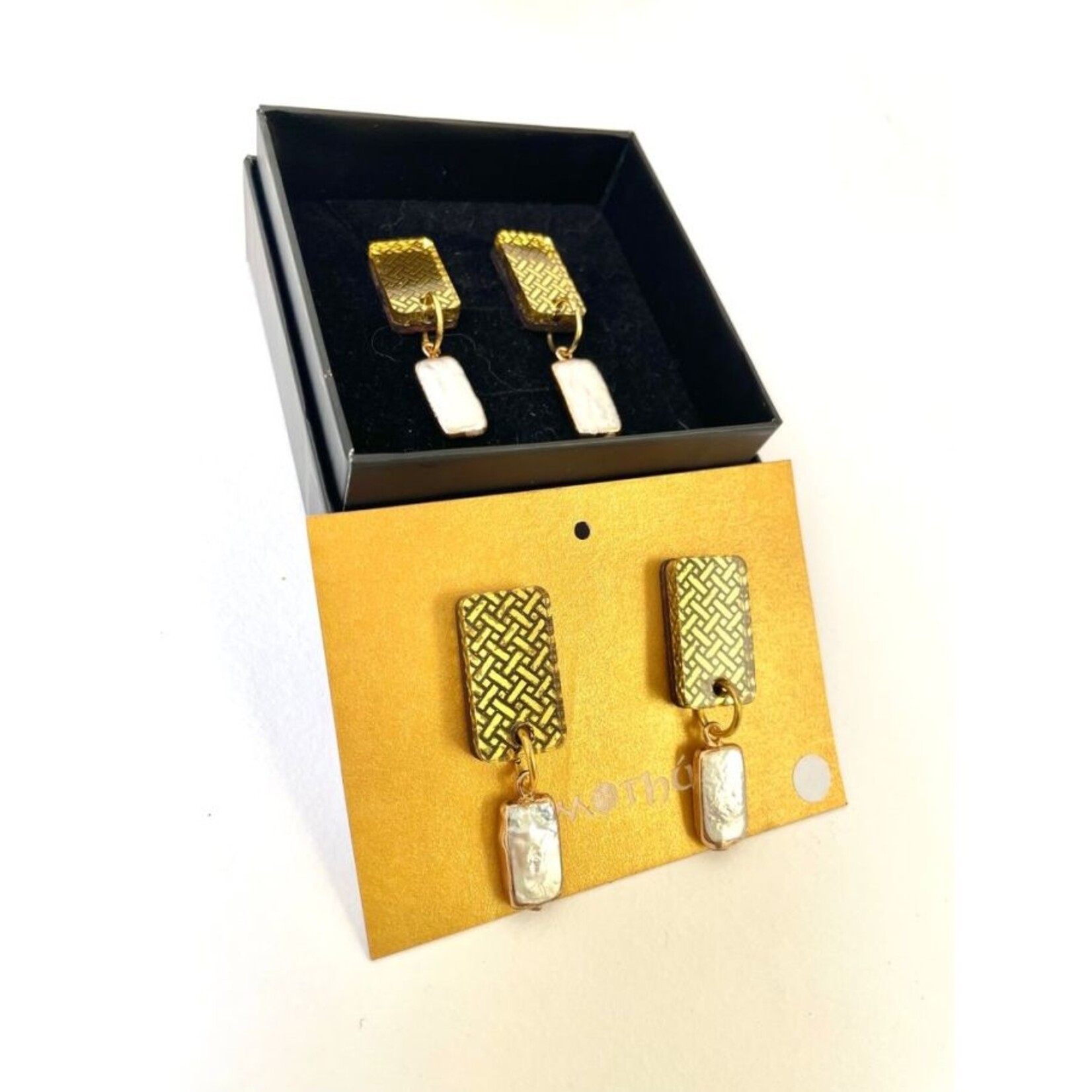Mothú Jewellery Etched Gold Mirror Studs