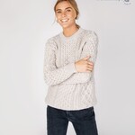 IrelandsEye Knitwear Silver Marl Wool Sweater w/ Honeycomb Stitch :