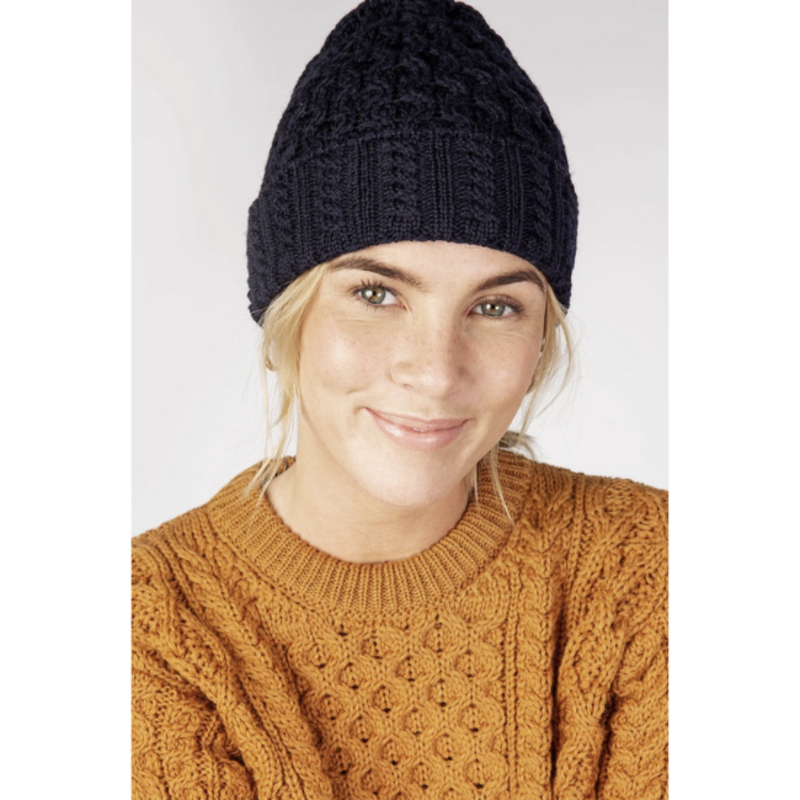 IrelandsEye Knitwear Golden Ochre Wool Sweater w/ Honeycomb Stitch :