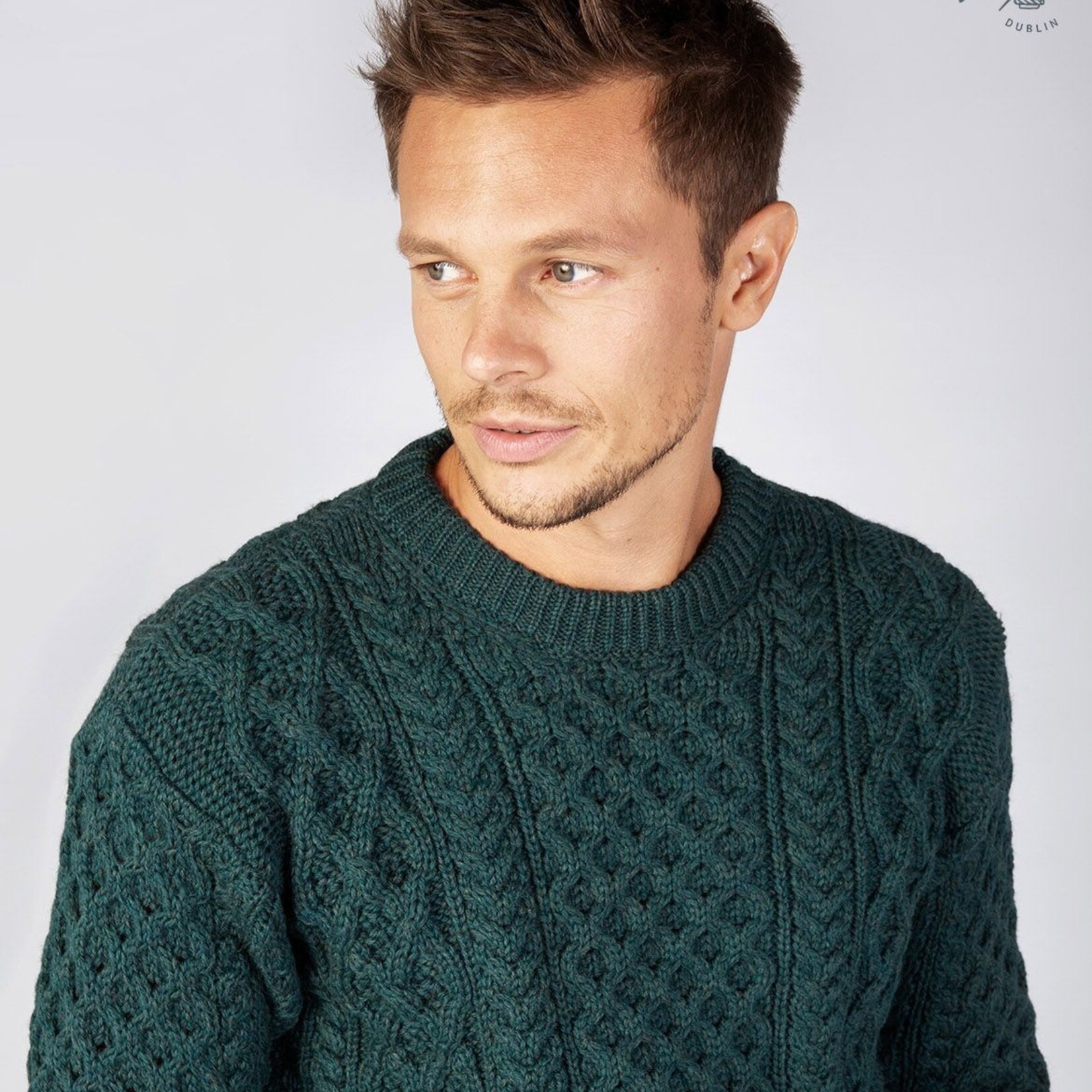 IrelandsEye Knitwear Evergreen Wool Sweater w/ Honeycomb Stitch :