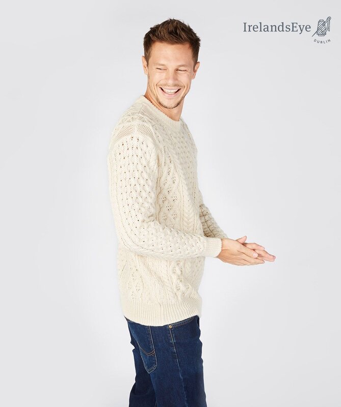 IrelandsEye Knitwear Natural Wool Sweater - Honeycomb Stitch