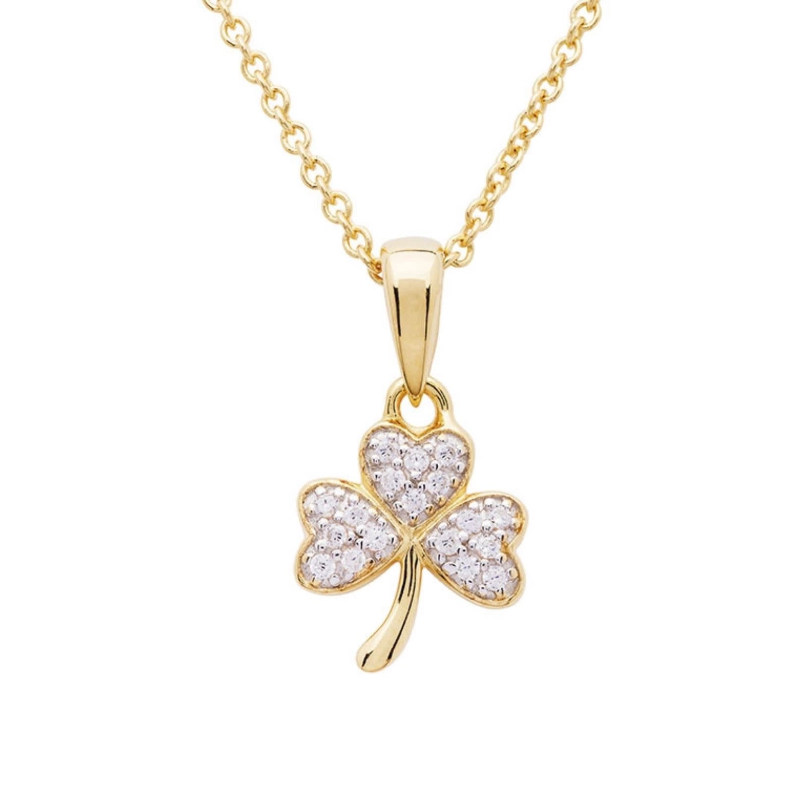 Shanore 14k Gold Vermeil Necklace with CZ:  Shamrock