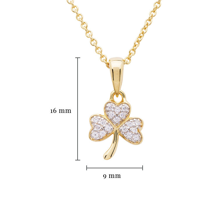 Shanore 14k Gold Vermeil Necklace with CZ:  Shamrock