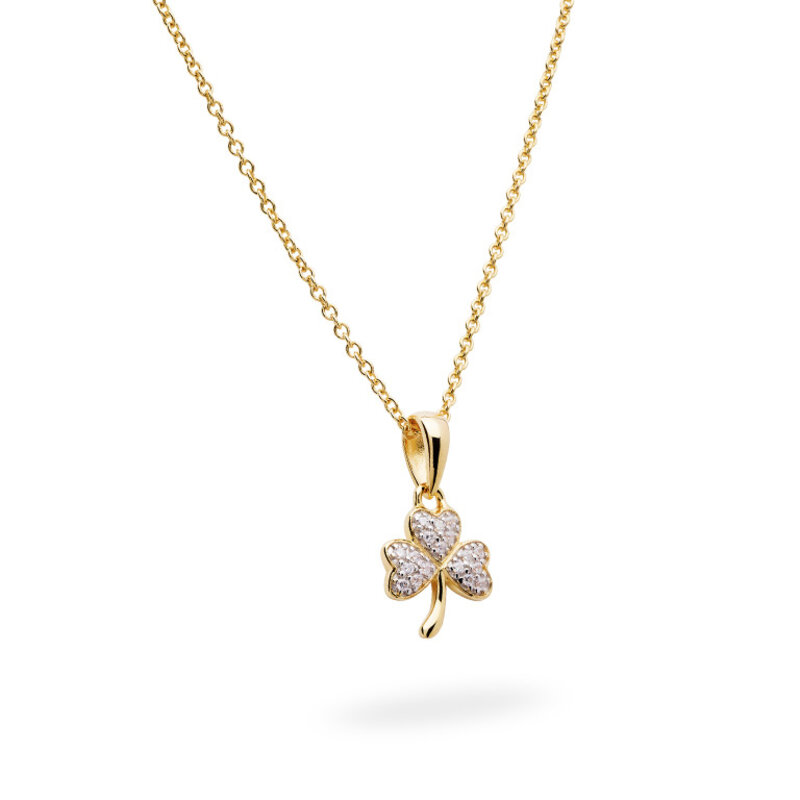 Shanore 14k Gold Vermeil Necklace with CZ:  Shamrock