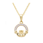 Shanore 14k Gold Vermeil Necklace with CZ:  Claddagh