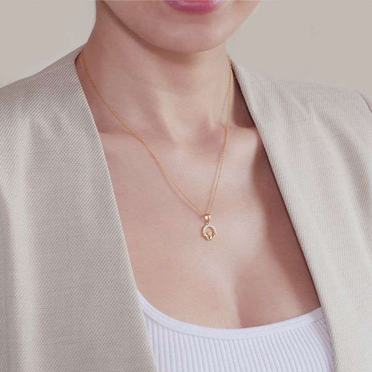 Shanore 14k Gold Vermeil Necklace with CZ:  Claddagh