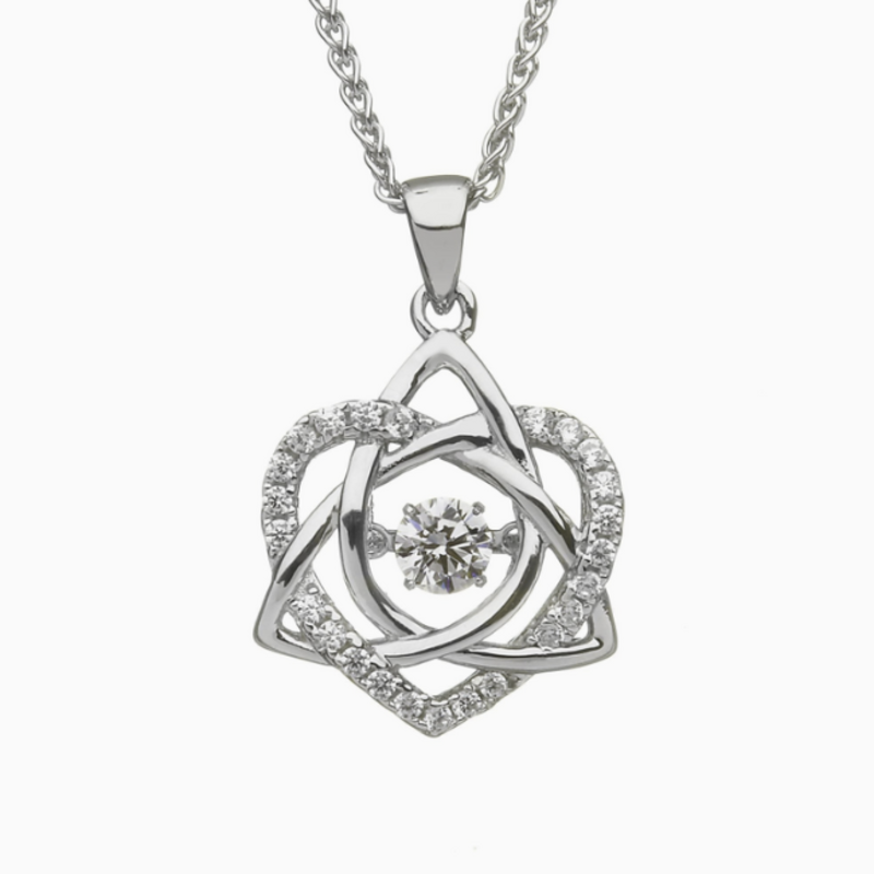 Boru Jewelry S/S Dancing Stone Heart/Trinity Necklace