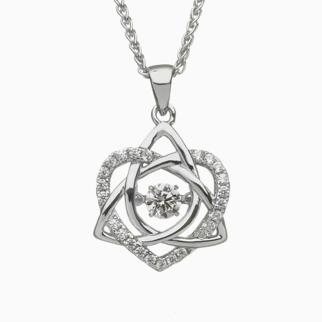 Boru Jewelry S/S Dancing Stone Heart/Trinity Necklace