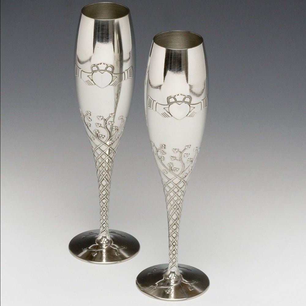 Mullingar Pewter Pewter Claddagh Champagne Flutes