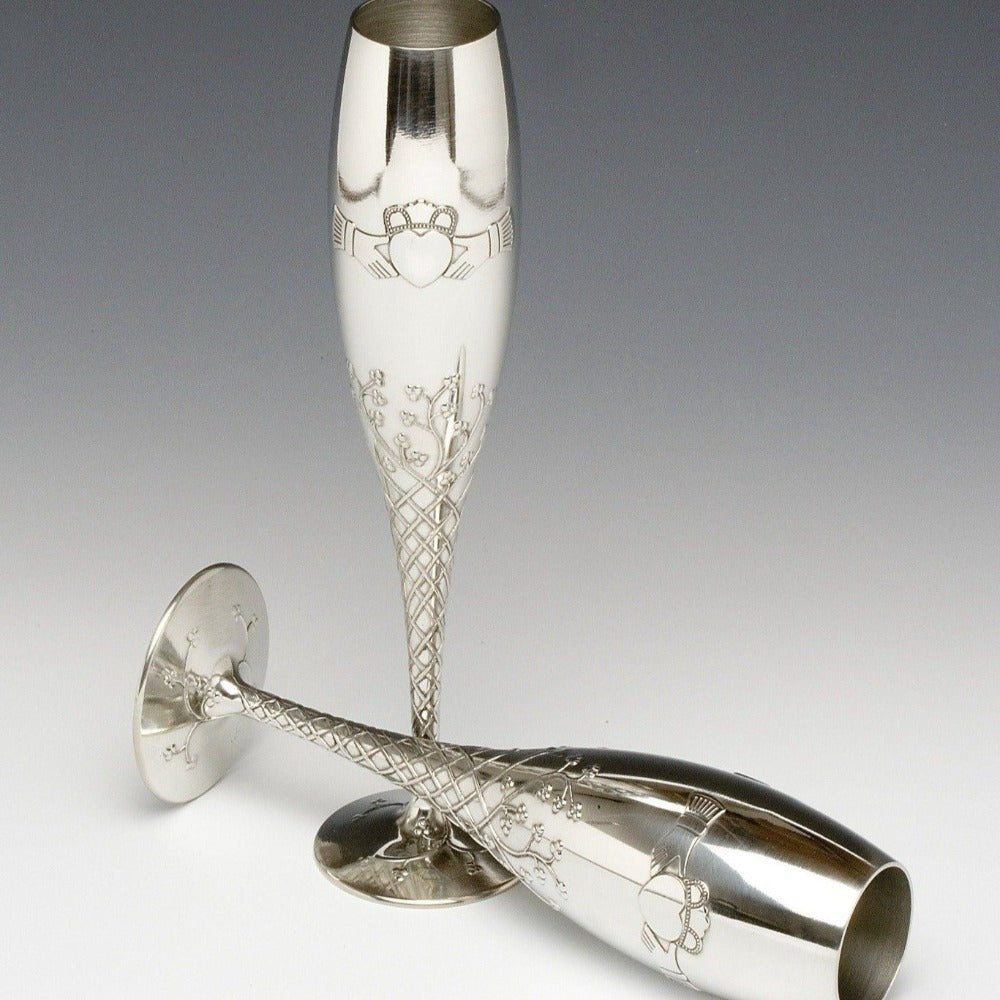 Mullingar Pewter Pewter Claddagh Champagne Flutes