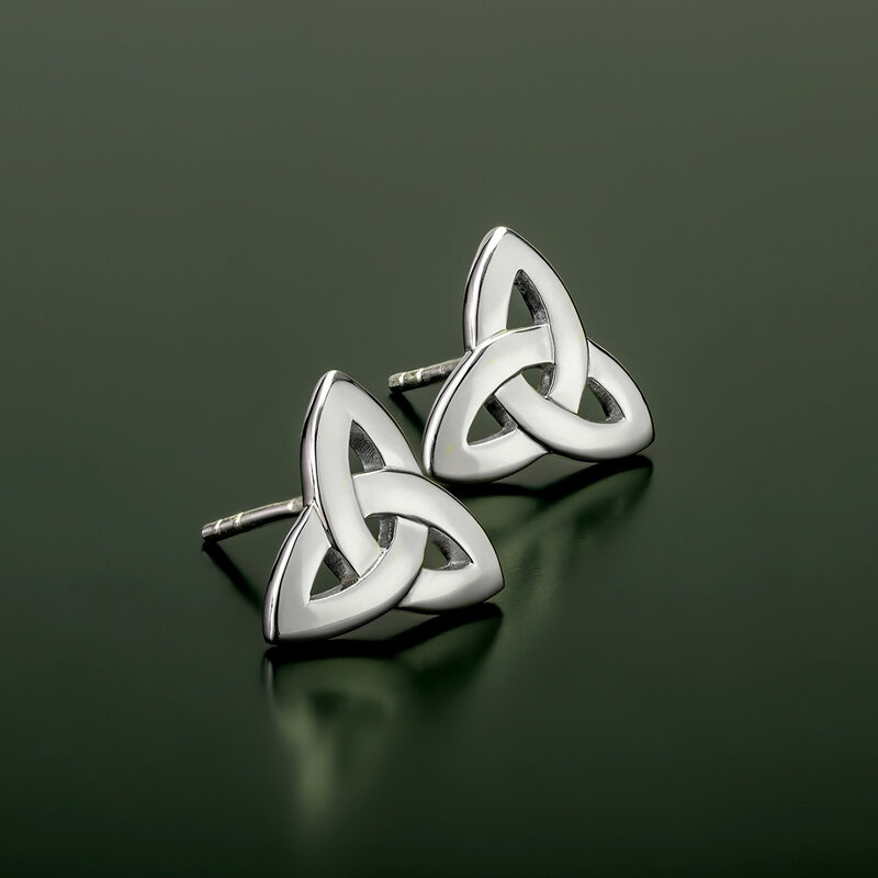 Solvar Sterling Silver Trinity Knot Stud Earrings