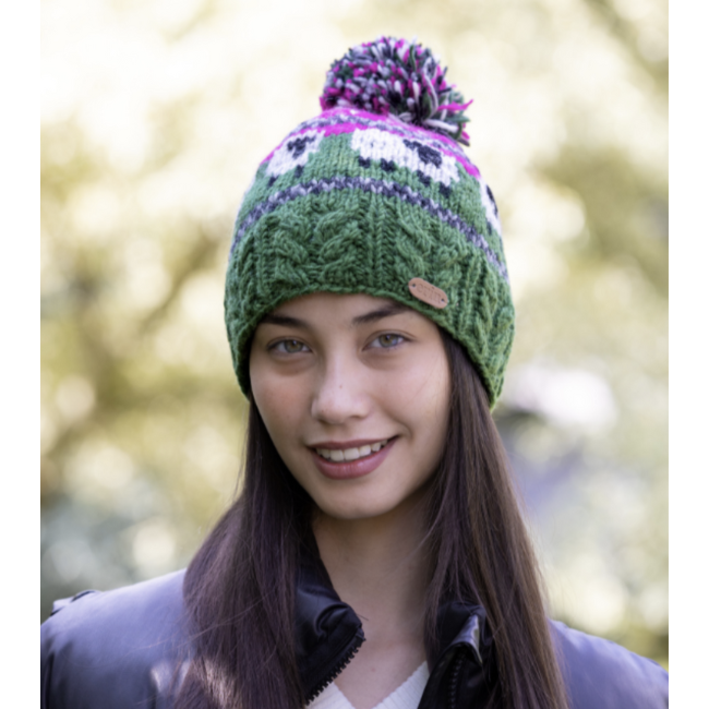 Erin Knitwear Wool Sheep Bobble Hat