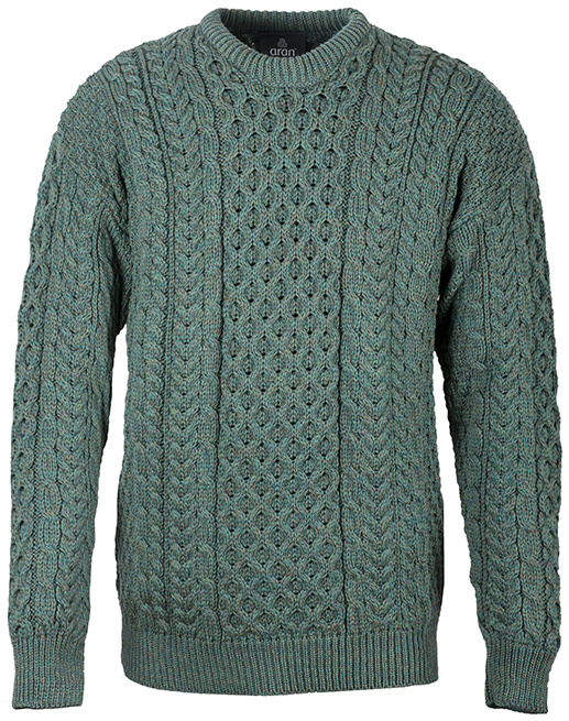 Aran Woollen Mills Classic Connemara Green Wool Sweater