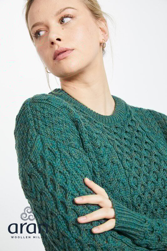 Aran Woollen Mills Classic Connemara Green Wool Sweater