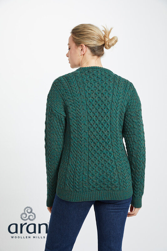 Aran Woollen Mills Classic Connemara Green Wool Sweater