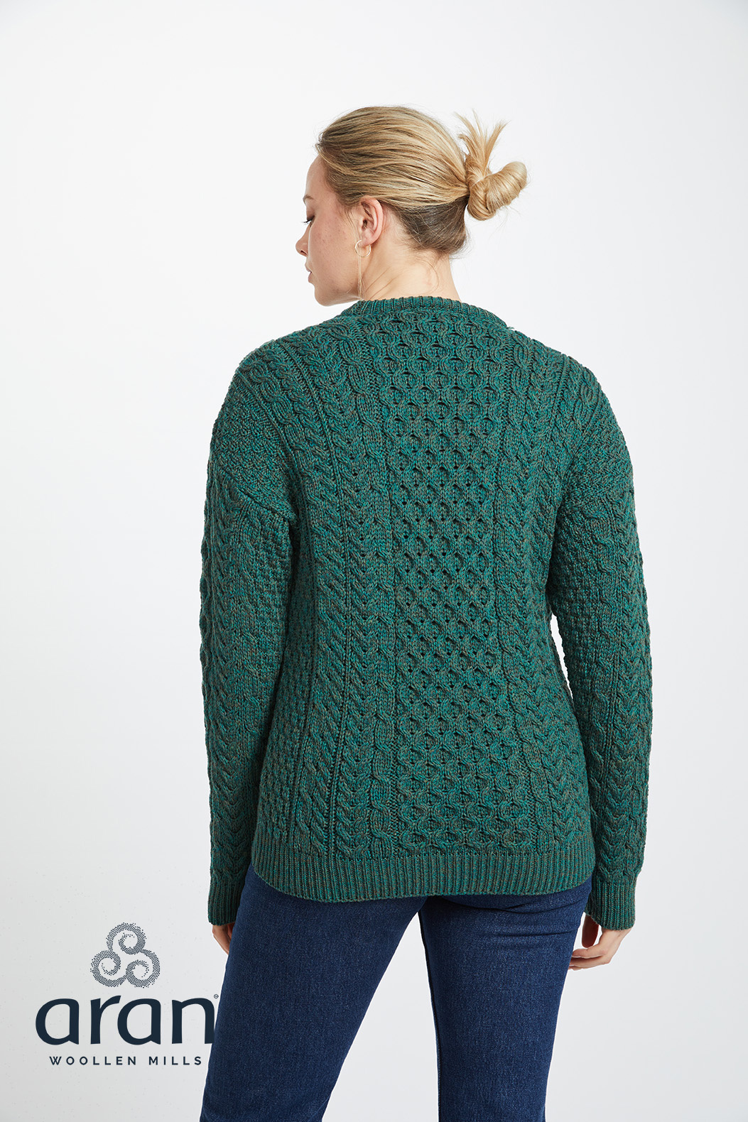 Aran Woollen Mills Classic Connemara Green Wool Sweater