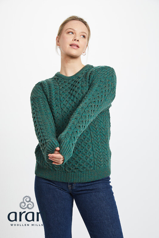Aran Woollen Mills Classic Connemara Green Wool Sweater