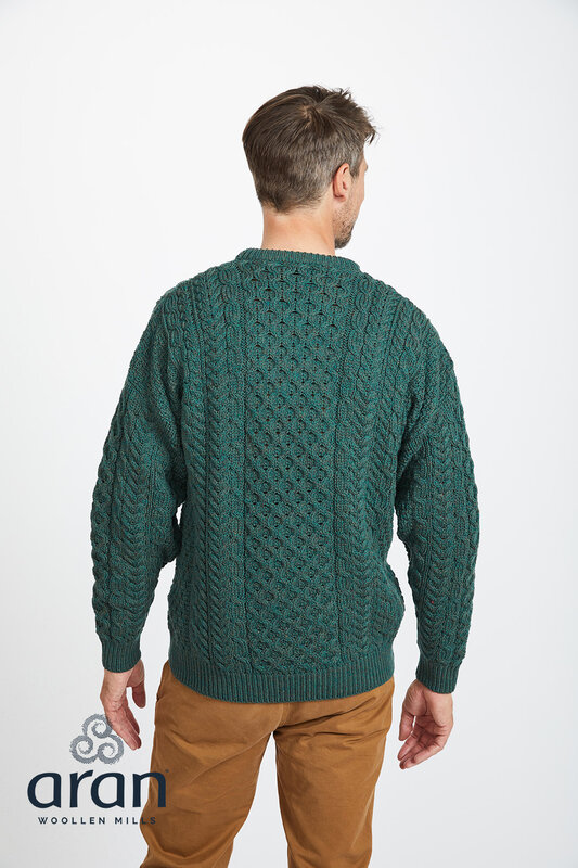 Aran Woollen Mills Classic Connemara Green Wool Sweater