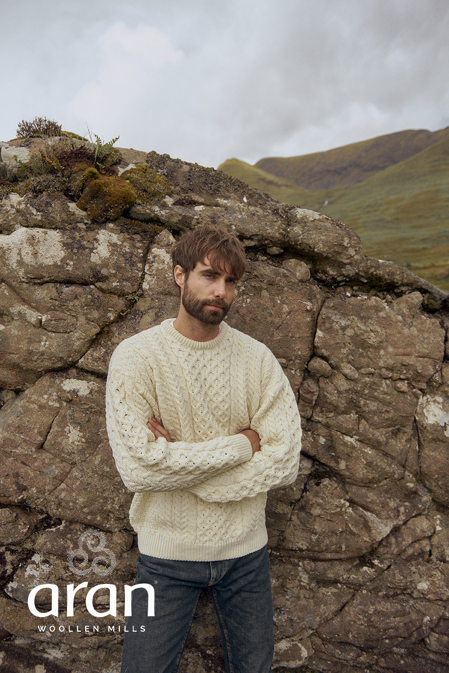 Aran Woollen Mills Classic Aran Natural Wool Sweater