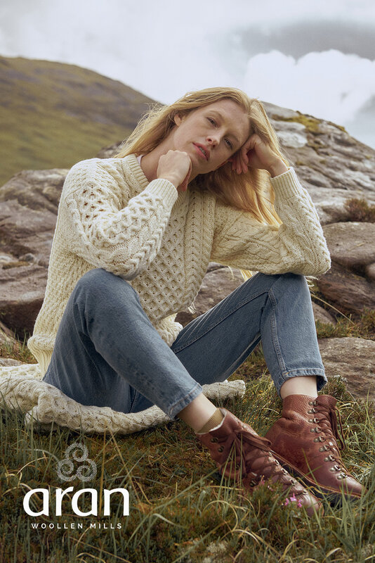 Aran Woollen Mills Classic Aran Natural Wool Sweater