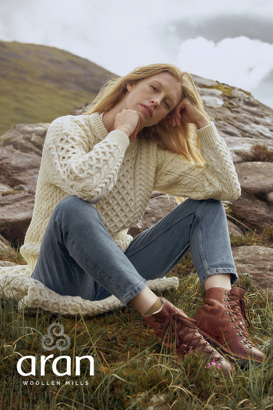 Aran Woollen Mills Classic Aran Natural Wool Sweater