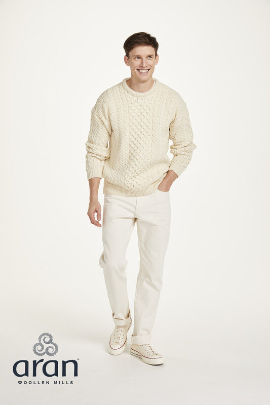 Aran Woollen Mills Classic Aran Natural Wool Sweater
