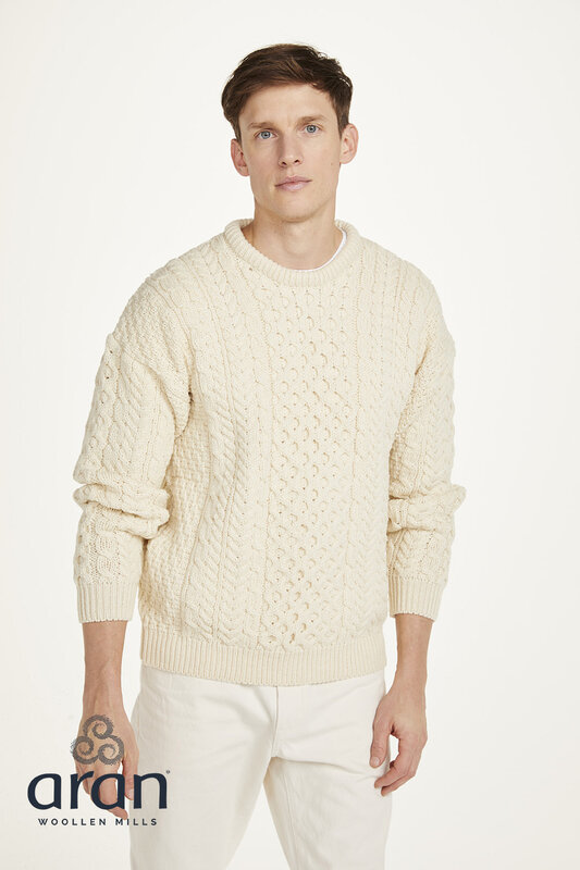 Aran Woollen Mills Classic Aran Natural Wool Sweater