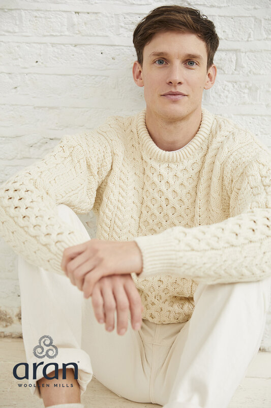 Aran Woollen Mills Classic Aran Natural Wool Sweater