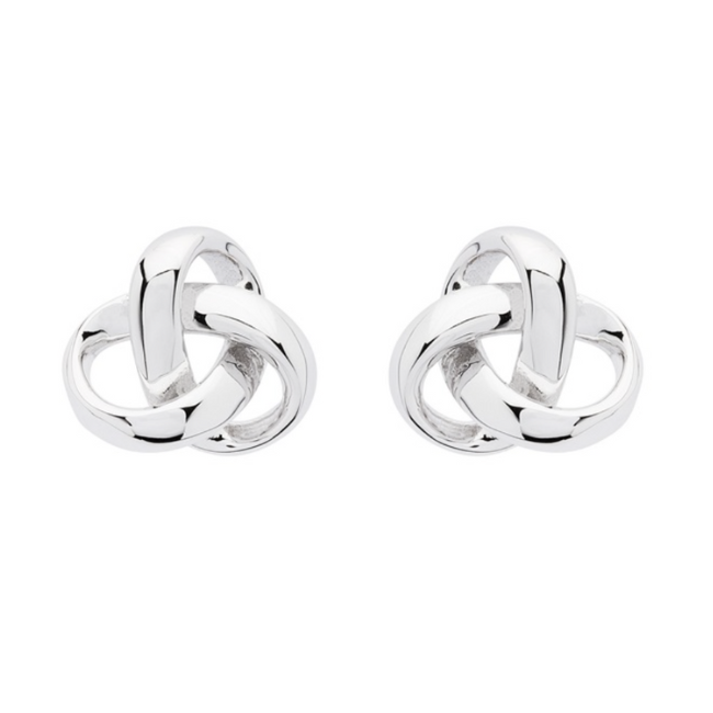 Shanore Sterling Silver Trinity Round Knot Stud Earrings