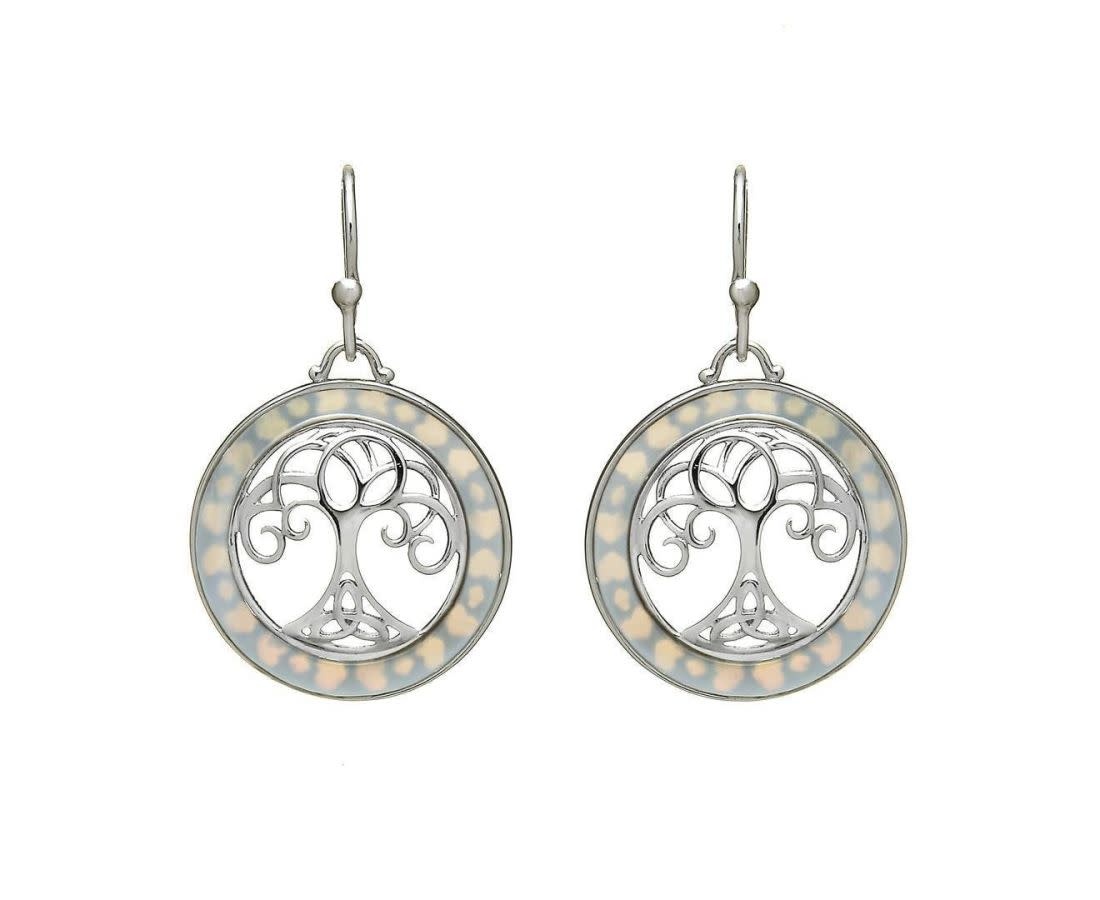 Anu S/S Tree of Life + Mother of Pearl Earrings