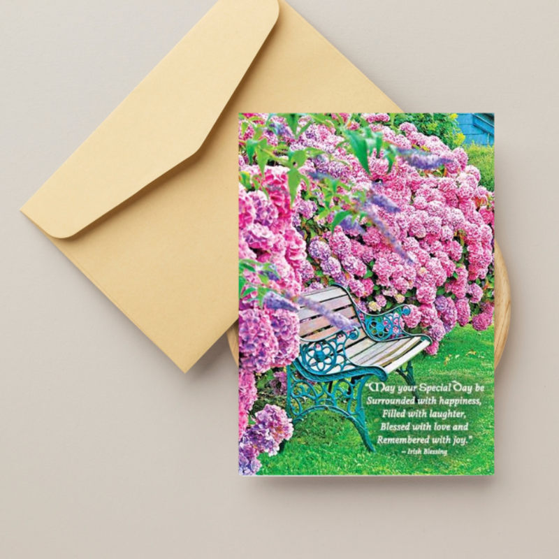 Mundo Images Birthday Card: Flower Bench