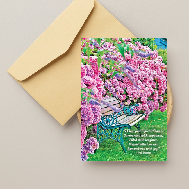 Mundo Images Birthday Card: Flower Bench