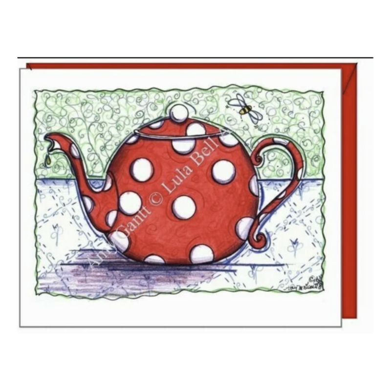 Lula Bell Cards & Gifts Get Well Card- Red Polkadot Teapot
