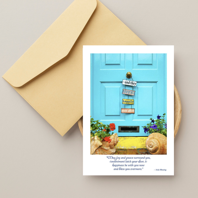 Mundo Images Wedding Card:  Turquoise Door Greeting Card