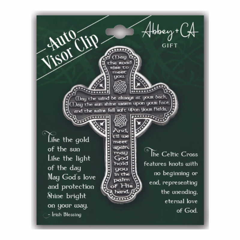 Cathedral Art Visor Clip:  Celtic Cross Irish Blessing
