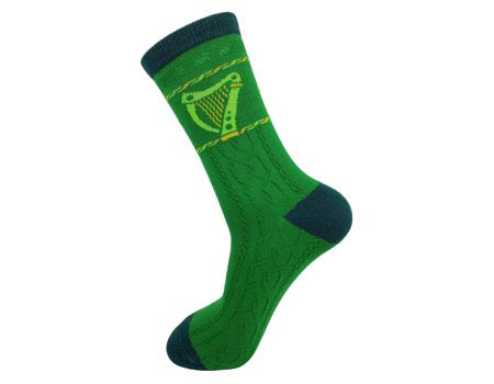 Royal Tara Green Cable Knit Harp Socks