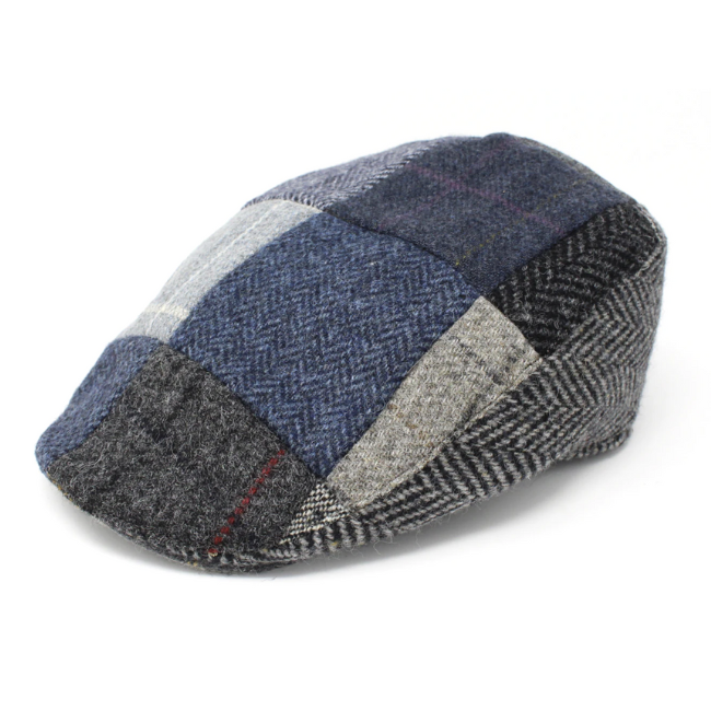 Hanna Hats Donegal Touring Cap Grey/Blue Patchwork: