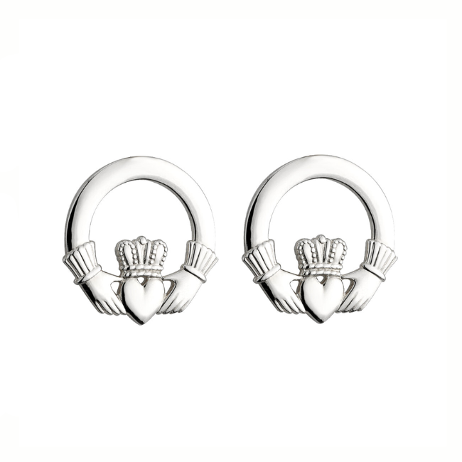 Solvar Sterling Silver Claddagh Stud Earrings