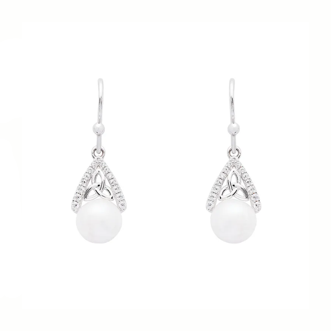 Shanore Trinity Drop Earrings with Pearl and CZ