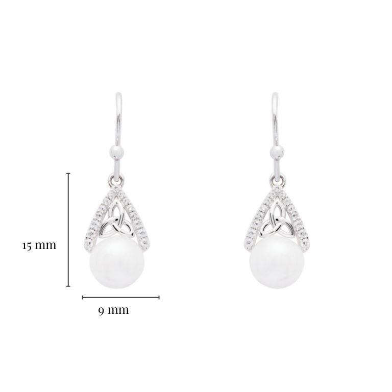 Shanore Trinity Drop Earrings with Pearl and CZ
