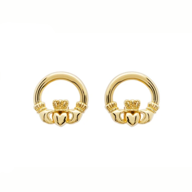 Shanore 10K Gold Claddagh Stud Earrings