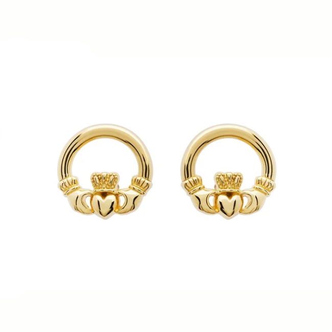 Shanore 10K Gold Claddagh Stud Earrings