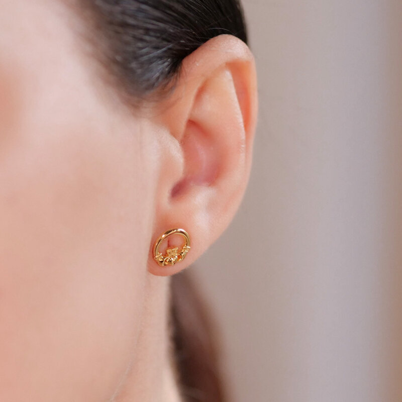 Shanore 10K Gold Claddagh Stud Earrings