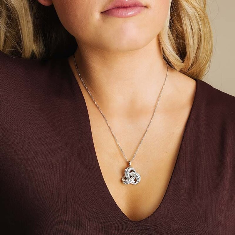 Shanore Sterling Silver Rounded Trinity Necklace With SW Crystals