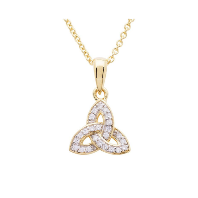 Shanore 14k Gold Vermeil Necklace with CZ:  Trinity