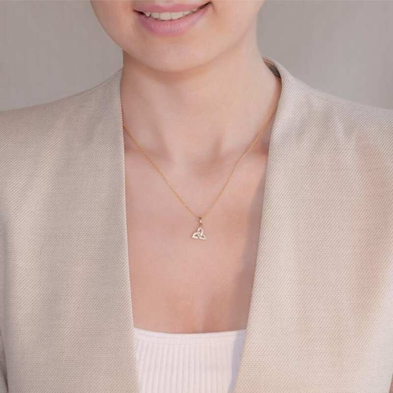 Shanore 14k Gold Vermeil Necklace with CZ:  Trinity